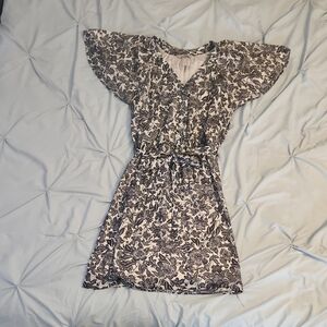 H&M Black and White V-Neck Sundress with Flutter Sleeves